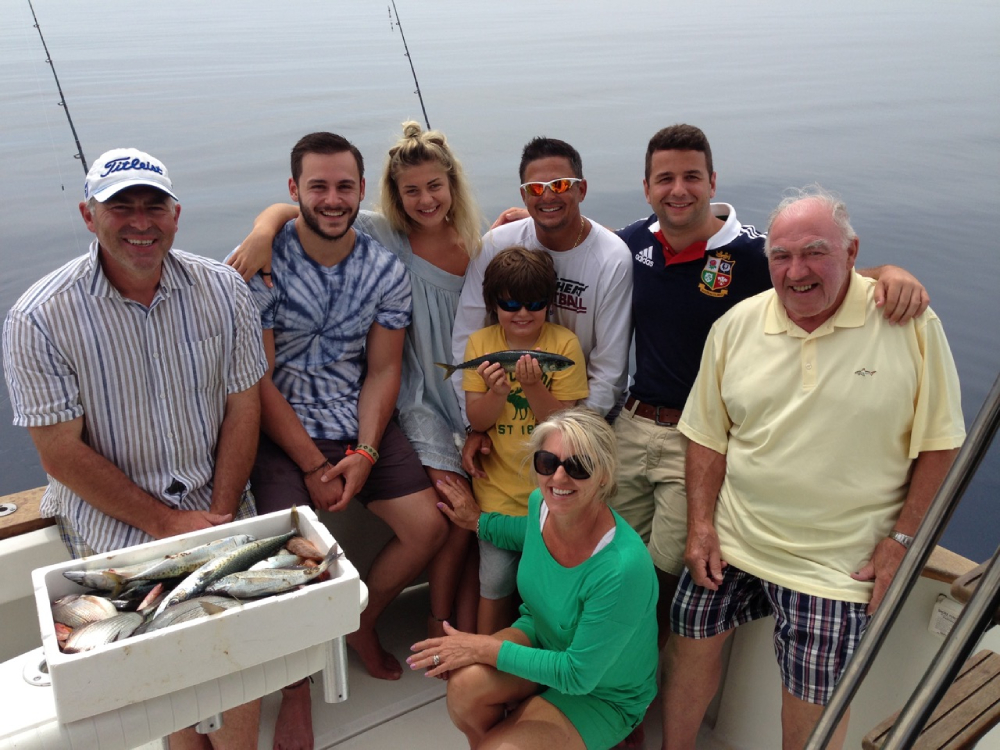 Family fishing on a private boat in Marbella